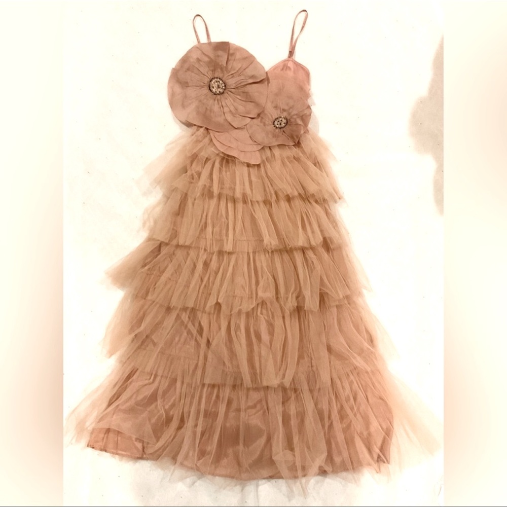 Anthropologie Kavita Bhartia Rosette Tiered Tulle Gown Size 4